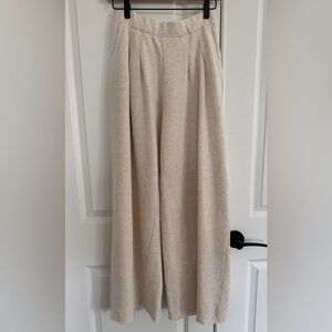 Aerie Cream Wide-Leg Track Pants